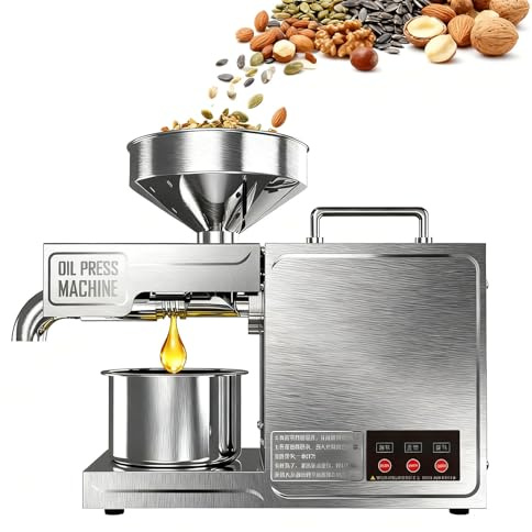 Pressa automatica per olio con pressatura a caldo e a freddo, struttura in acciaio inossidabile, funzionamento continuo, alta resa di olio, adatta per cucina domestica e uso di piccole imprese