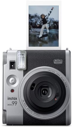 instax mini 99 instantfilmkamera med färgeffekter, justerbar ljusstyrka, landskaps-/normalt-/makrolägen, använder instax mini-film. Färg: silver.