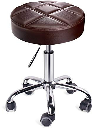 Leader Accessories Drehhocker höhenverstellbar Rollhocker Funktionaler Arbeitshocker Studiohocker im modernen Design Braun(Sitz Φ35cm)