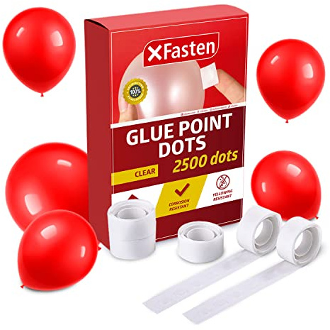 XFasten Balloon Glue Point Dots Clear, Removable, 2500 Pcs (25 Rolls), Balloons Arch Tape Adhesive | Craft Tape Dots for Party Balloons, Birthday, Baby Shower, Wedding Decoration and Scrapbooking
