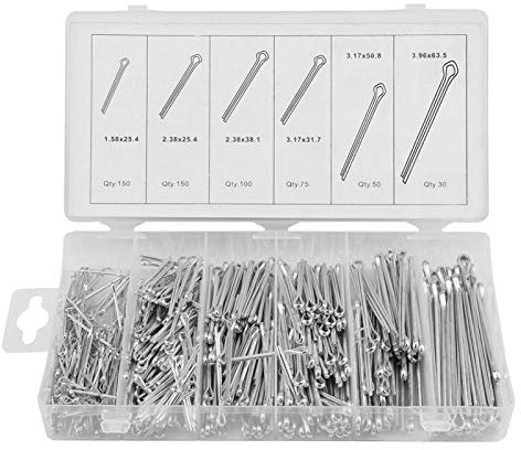 Jeanoko 555 Pièces/Kit de Goupilles Fendues Mécaniques pour Attelage Tracteur - Résistant à la Corrosion 6 Tailles Différentes Boîtier de Rangement Inclus