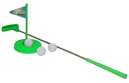 alldoro 63100 Golf Set für Kinder aus Kunststoff, mit Zielloch, Schläger, 3 Bällen, Minigolf für innen, außen, ab 3 Jahren, 5 Teile, Grün