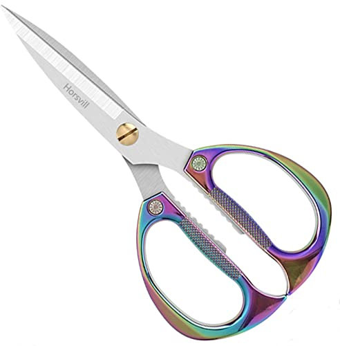 Horsvill Blumen Schere und Gartenschere, Gerade Klinge Rosenschere Grasschere Kräuterschere und Bonsai Schere, Premium Verstärkt Edelstahl Ernteschere für Obst Blumen & Gemüse (Regenbogen)