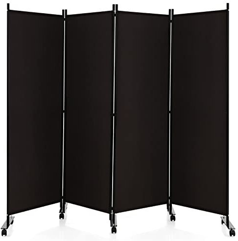 Multigot 1/3/4/6 Panel Room Divider, Folding Wall Privacy Screen Protector, Movable Partition Privacy Separator for Living Room Bedroom Office (Brown, 4 Panels: 224 x 30 x 172cm)