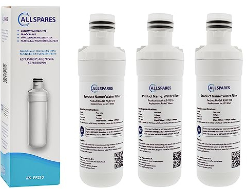 AllSpares Wasserfilter für Kühlschrank geeignet für LG LT1000P / AGF80300704 / ADQ74793501 (3 Stück)