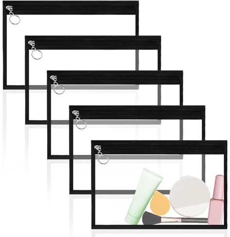 Dokumententasche mit Reißverschluss 5 Stück Document Bag Dokumententaschen Document Bag Transparentes Federmäppchen Zipper Pockets Klare Make up Taschen für Bürobedarf Reise