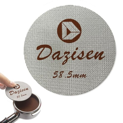 DAZISEN 58.5 mm Espressopuckfilter - Kaffefilterskärm Rostfritt stål Espresso Puck Screen 1,7 mm tjocklek 150μm puckfilter Kaffefilter i metall Återanvändbara portafilter kaffetillbehör
