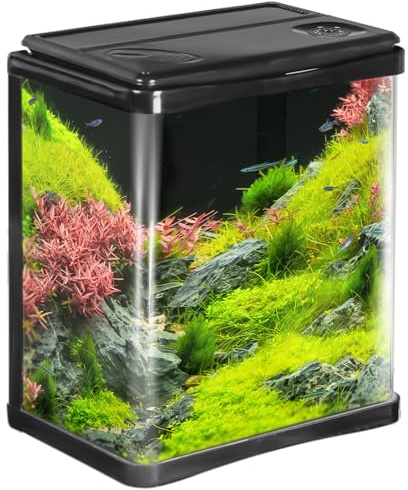 Krüger Meier Arona - Elegantes 3L Aquarium Set in Schwarz - Komplettset mit Filter, LED-Beleuchtung und Abdeckung - Ideal für Anfänger, Büro- und Wohnungseinrichtung