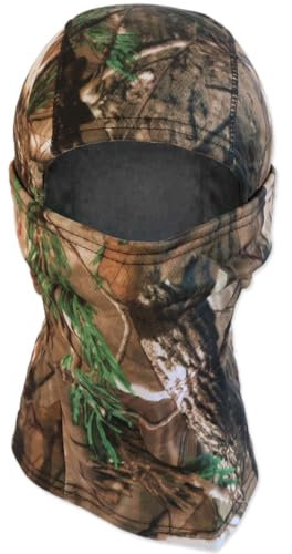 RALSPEC Camouflage Fleece Lined Balaclava Warm Winter Windproof Thermal Hood Neck Warmer Mask English Oak Tree Real Leaf Camo Hunting Photography