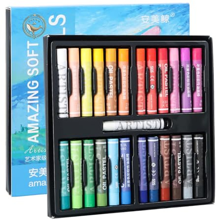 Anseom Lot de 25 Pastels à l'Huile Multicolore, Gras et Sec Doux, Fourniture Scolaire Idéaux pour l'Art, l'Artisanat et les Croquis