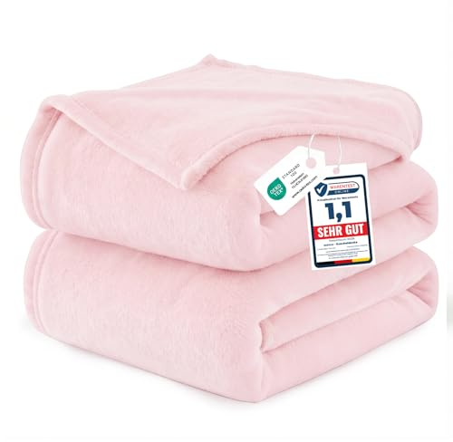 WAVVE Fleece Blanket Extra Large - Blanket for Bed King Size, 300GSM Fluffy Extra Large Throw Versatile Soft, Pink,270x230cm