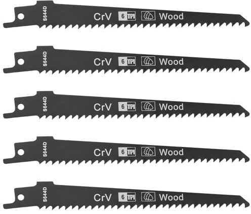 Hojas de sierra sable para madera y metal – 5 piezas para cortar madera y plástico – Accesorios de sierra sable con 6 TPI