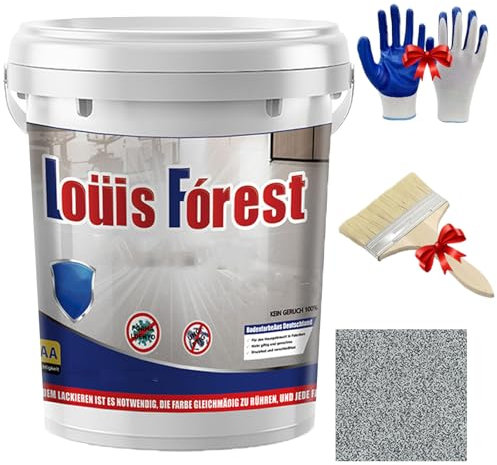 Forubom High-Gloss Marble Effect Epoxy Floor Coating, Water-Based, 1kg, Garage & Basement Floor Paint, Light Gray, Waterproof, Non-Slip, Durable