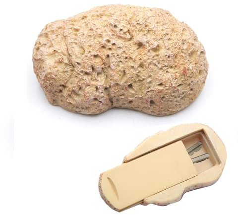 Vikrami lighting Outdoor Fake Rock Key Storage Box，Spare Key Simulate Stone Keys Case for Home Garden Yard Outdoor Decor, Hider Decoration Safe Holder Stone（Bottom inner size:8.6x4x1.5cm）