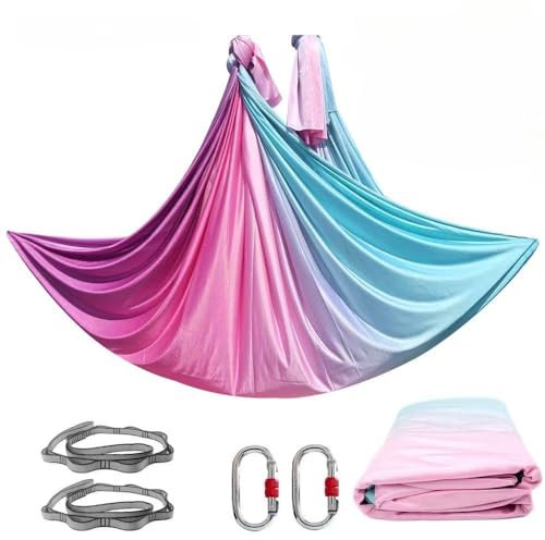 Aerial Yogatuch Hängematte | Vertikaltuch | Trapez Schaukel | Yogatuch zum Aufhängen | Aerial Silks | Akrobatik Tuch | Yoga Schaukel Hochelastischer Stretching Band für Erwachsene(5M*2.8M) (5)