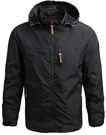 Waterproof Rain Coats Windbreaker Waterproof Jacket Traje Impermeable para Hombre Anorak Winter Jacket Men Impermeable Lightweight Camo Hooded Tactical Men's Rain Coats Black 5XL