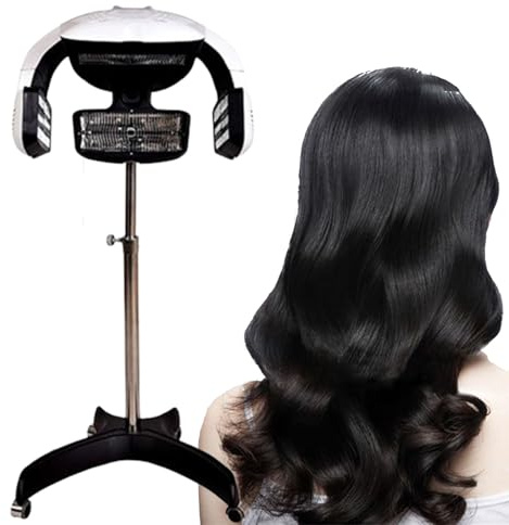 MhWrughts Casco asciugacapelli, Supporto per Casco con Timer per Parrucchiere, Macchina per tintura e Permanente con Olio per Parrucchieri, Centri estetici, Altezza Regolabile.