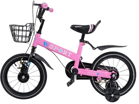homewell 12/14/16 Pouces Velo pour Enfant a Roulette Stabilisatrices 2-8 Ans, Guidon et Selle Réglables en Hauteur, Vélo Enfant avec Paniers, pour Garçons et Filles (12 Pouce)
