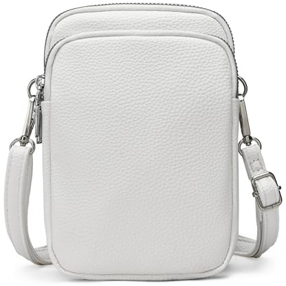 JANKS Petit sac à bandoulière pour femme - Mini sac de voyage pour téléphone portable, portefeuille, porte-monnaie réglable sur l'épaule, 05 Blanc, 7.08 inches (L) x 4.7 inches (H) x 1.96 inches (W)