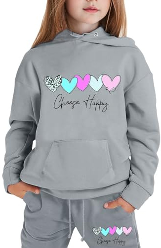 Conjunto de sudadera para niñas otoño Cómodo para niñas con capucha de manga larga con letras conjuntos de sudadera para niños acogedor conjuntos de pantalones de sudor gráficos joggers activos
