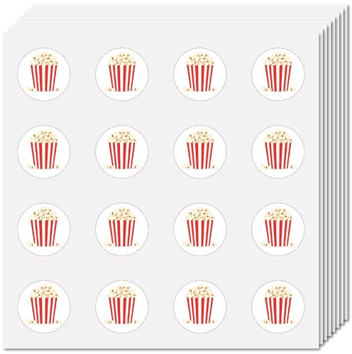 CREATCABIN 128 pz Mini Adesivi per Popcorn Adesivi per Feste all'Ingrosso Adesivi Decorativi per Alimenti Piccoli CER Rotondi A Pois Adesivi per Insegn Premi Planner Scrapbooking Laptop Calendario