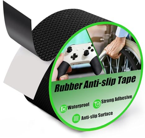 Xkqjlp Rubber Grip Tape Rubber Tape Self Adhesive Anti Slip Tape Non Slip Tape for Pull Up Bar Comfort and Safety for Handles or Contact Surfaces, Waterproof, 5 CM x 3 M, Black