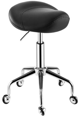 FXLUHAY Taburete de Silla de Montar con Altura Ajustable, Barra de Masaje con Ruedas, Silla de Oficina giratoria de 360 ​​Grados for salón de SPA con Asiento Acolchado Ancho y Grueso.
