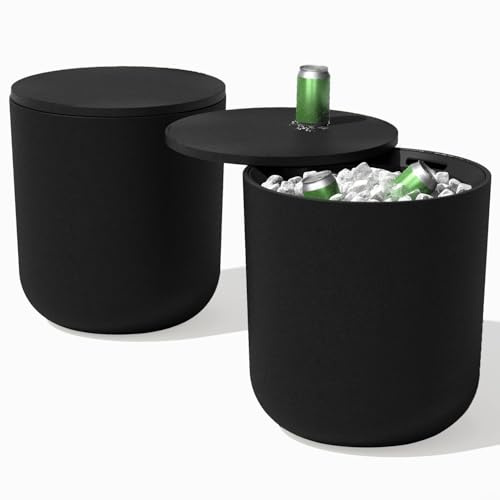 Veradek Kona Cooler Side Table – 2-in-1 Outdoor Patio Side Table w/Cooler | Insulated 40L Capacity | Modern Accent Décor for Hosting, BBQ, Poolside