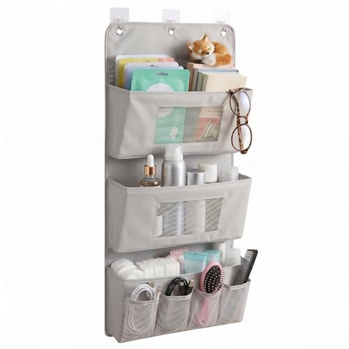 Dmrbiy Rangement Porte, Rangement Porte à Suspendre, Pliable, en Tissu Oxford, Pas de perçage nécessaire, avec 3 Crochets, Convient pour la Salle de Bain et Les Portes arrière (40 x 90 cm, 3 Couches)