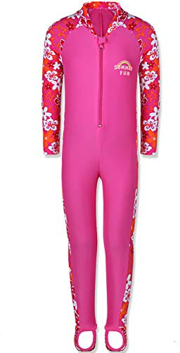 TFJH E 1PCS Girls Long Sleeve Swimsuit UPF 50 plus Rashguard, Hotpink Long, 5-6Years(Tag No.128/134)
