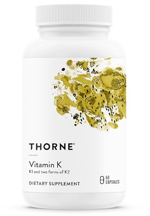 THORNE - Vitamin K - Vitamins K1 and K2 (as MK-4 and MK-7) Capsule Supplement - Supports Strong Bones* - Clinically Studied Ingredients - Third-Party Certified - Gluten, Dairy & Soy-Free - 60 Capsules
