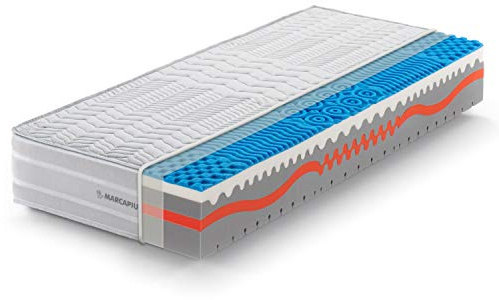 Marcapiuma - Einzelmatratze Sunshine Viscoschaum 100x220 h. 25 cm Orthopädische H2 Medium 9 zonen Viscomatratze Abziehbar Bezug Silber und Kohlen Faser gegen Milbe Atmungsaktiv Made in Italy