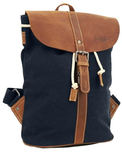 Gusti Paula Leather Backpack Women's/ Men's Fabric City Backpack College/University Daypack Laptop Backpack Snap Closure, Blue, One Size
