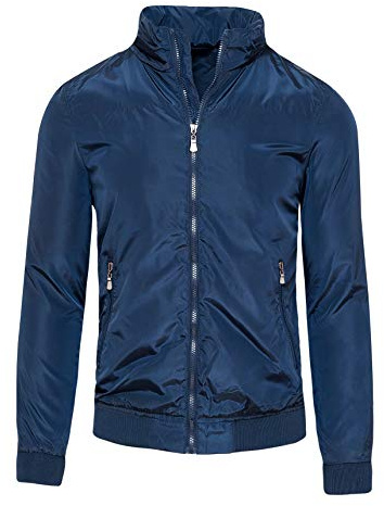 Evoga Giubbotto Giacca Uomo Primavera Estate Slim Fit Giubbino Impermeabile Trench (M, Blu)