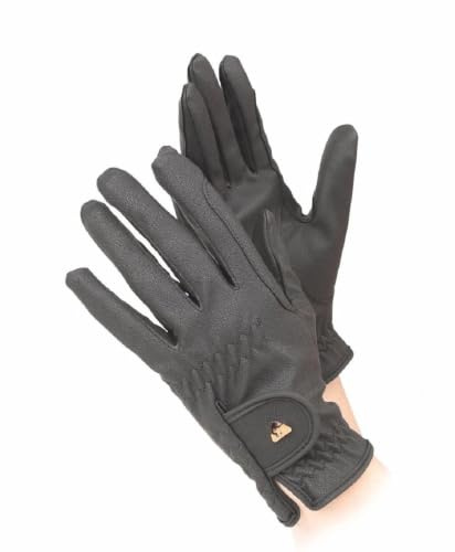 Shires Aubrion PU Riding Work Horse Riding Non-Slip Synthetic Leather Gloves (XS, Black)