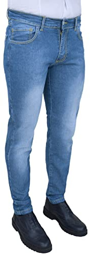 Evoga Jeans Uomo Blu Chino's Sartoriali Denim Pantaloni Slim Fit da 42 a 60 (50, #A1 Blu Lavaggio Chiaro)