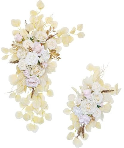 2 Stück Pfingstrosen-Girlande Bogen, Hochzeitsbogen Blumen-Set, künstliche Rosen Girlande, Seidenblumen Girlande Gefälschte Kunstblumen für Hochzeit, Tischdekoration, Bogen, Blumen, Dekoration