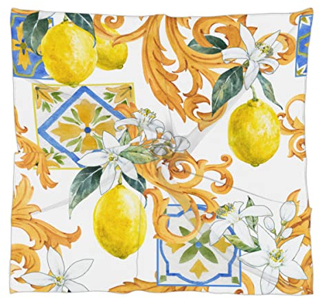 Tavisto Lemon Plant Flowers Square Silk Hair Scarf for Women, Lightweight Summer Head Scarf for Girls Wedding Travel Yoga Handkerchief Shawl Sunscreen Scarves Hair Accessories 23.6 Inches
