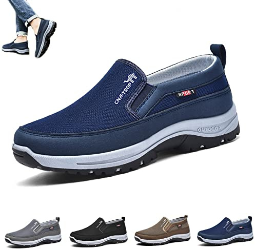LOVEWLVNCL Plimsolls de Viaje ortopédicos Transpirables, Zapatos ortopédicos for Hombres CNA Trop, Zapatos de Barco Informales cómodos Antideslizantes Ligeros for Caminar (Color : Blue, Size : 41 EU)