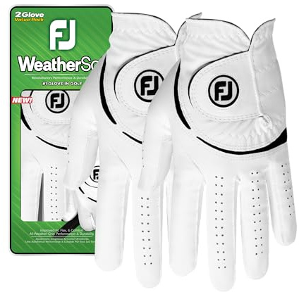 FootJoy Women's WeatherSof 2-Pack Golf Glove, White, Small, Worn on Left Hand