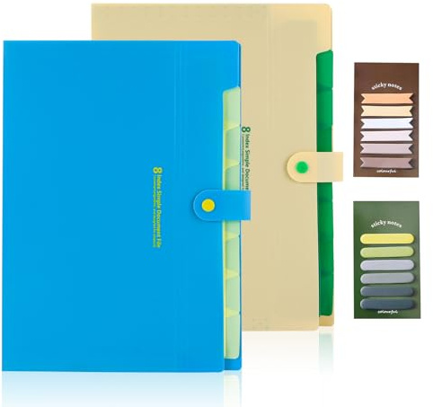Bubuny Organizador de Documentos 2PCS, Carpeta Clasificadora Archivador A4 Organizador Documentos Plastico, Carpeta de Acordeón con 8 Bolsillos, Extensible Portátil Organizador Documentos