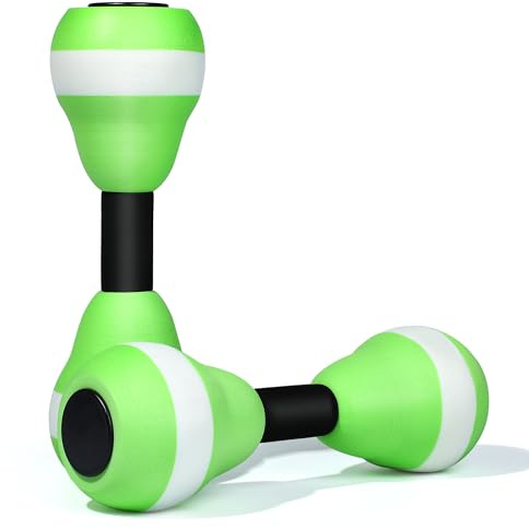 VIDELLY 2 Pieces Water Dumbbells, Aquatic Water Weight for Pool Exercise Fitness Water Aerobic Exercise Resistance Foam Dumbbell Set,Green