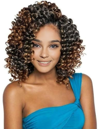 BECUS Crochet Hair Gogo Curl virkade flätor för svarta kvinnor djup våg vattenvåg lockiga förlängningar fläta flätor syntetiska hårförlängningar 2 förpackningar (svart/brun #1B/30)