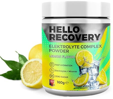 HelloRecovery - Elektrolyte Pulver - Elektrolyte ohne Zucker - isotonisches Getränke Pulver Zitrone - Pre oder Post Workout/Kater Recovery Drink