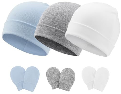 DRESHOW Neugeborenes Baby Mütze Hut und Handschuhe Set Beanie Bekleidung Unisex Infant Hut Kindergarten Mütze Baby Jungen Mädchen 0-6 Monate