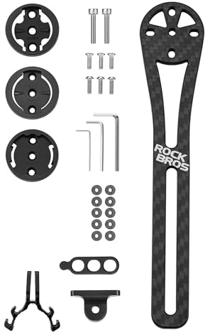 ROCKBROS Support GPS Avant Vélo Extension Montage Centre sous Guidon pour GoPro Lampe Compatible avec Ordinateur Garmin Wahoo Giant Bryton Multifonctionnel Angle Réglable Fibre Carbone Étanche Léger