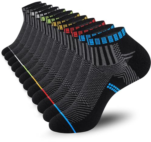Stoeury Chaussette Homme Femme, Chaussettes Basses Courte Homme, Lot de 6 Paires Chaussette Homme en Coton Respirant et Anti-transpiration, pour Running, Travail, Sport, Marche, Casual, 43-46