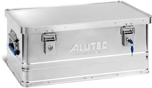 ALUTEC MÜNCHEN BASIC 40 Lock 10040LOCK - Caja de aluminio (con cerradura de cilindro, 2 llaves, capacidad 40 L, dimensiones exteriores 560 x 370 x 245 mm, resistente al polvo y salpicaduras, peso 2,98