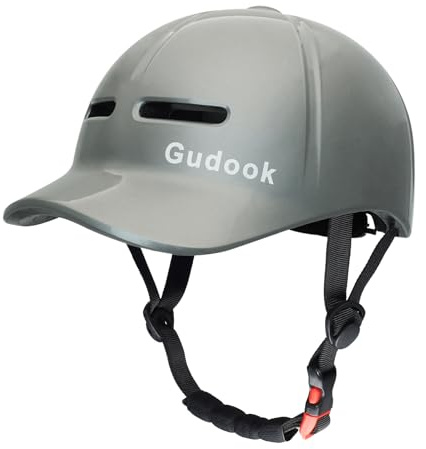 Gudook Casco de bicicleta para adultos, hombres y mujeres en estilo gorra de béisbol - Casco de bicicleta cómodo, ligero, ajustable y certificado (Gris, M)