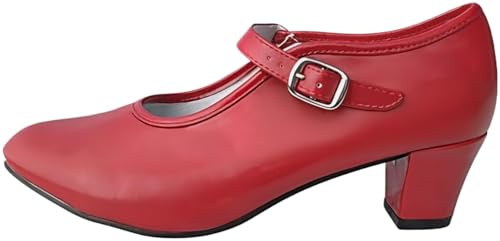 AMARU SANCHESU Flamenco or Sevillana Dance Shoe. Child and Adult Size, red, 10 UK Child